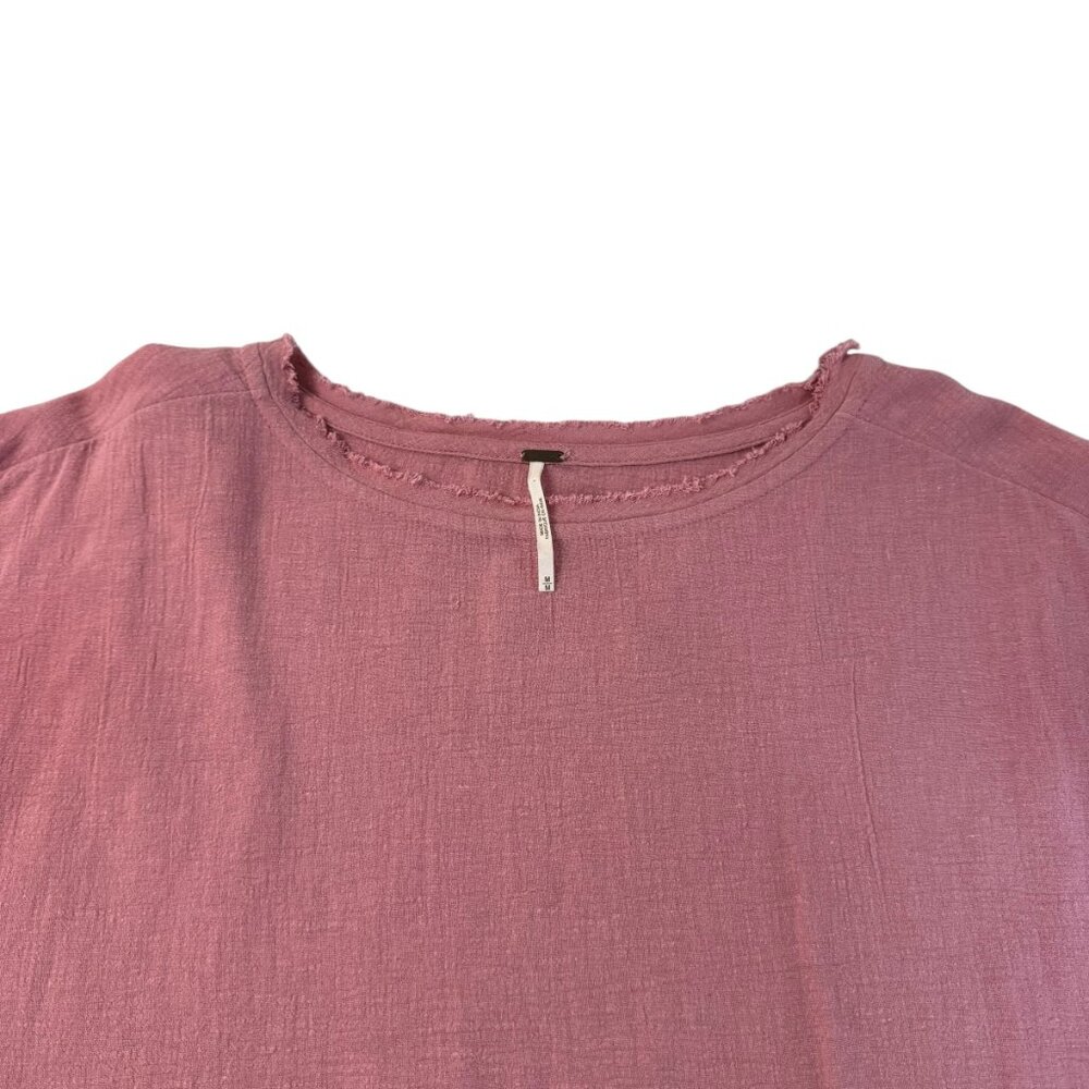 Free People Textured Peplum Hem Top in Dusty Rose Pink – Size M - Picture 9 of 9